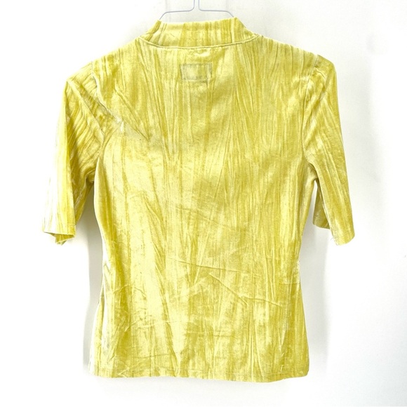 ANTHROPOLOGIE Pilcro Velveteen Mock Neck Chartreuse Blouse Top - Picture 5 of 8